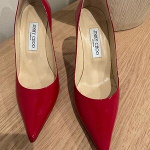 Jimmy Choo Red Patent Pointed Pumps